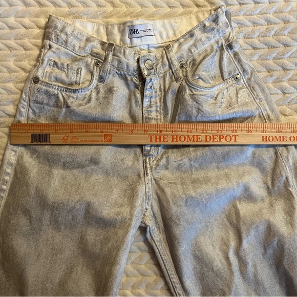 Zara Silver Metalic Jeans Size 2 wide leg - Picture 12 of 14